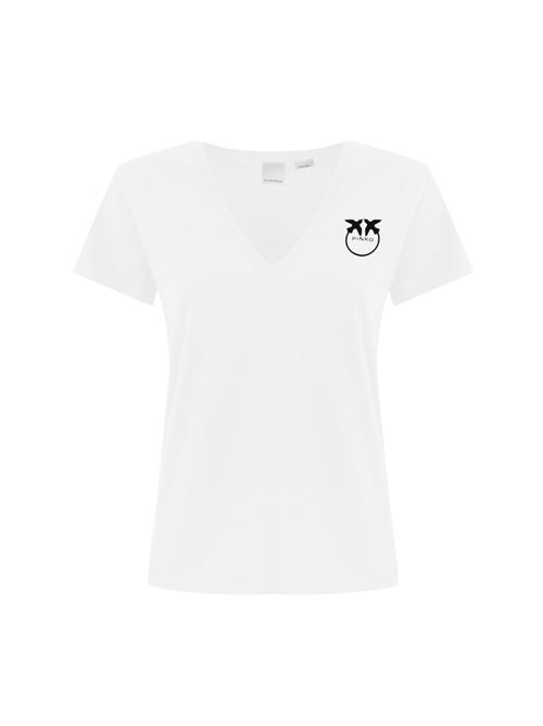 T-shirt Turbato con logo in cotone bianco PINKO | 102950 A228Z04